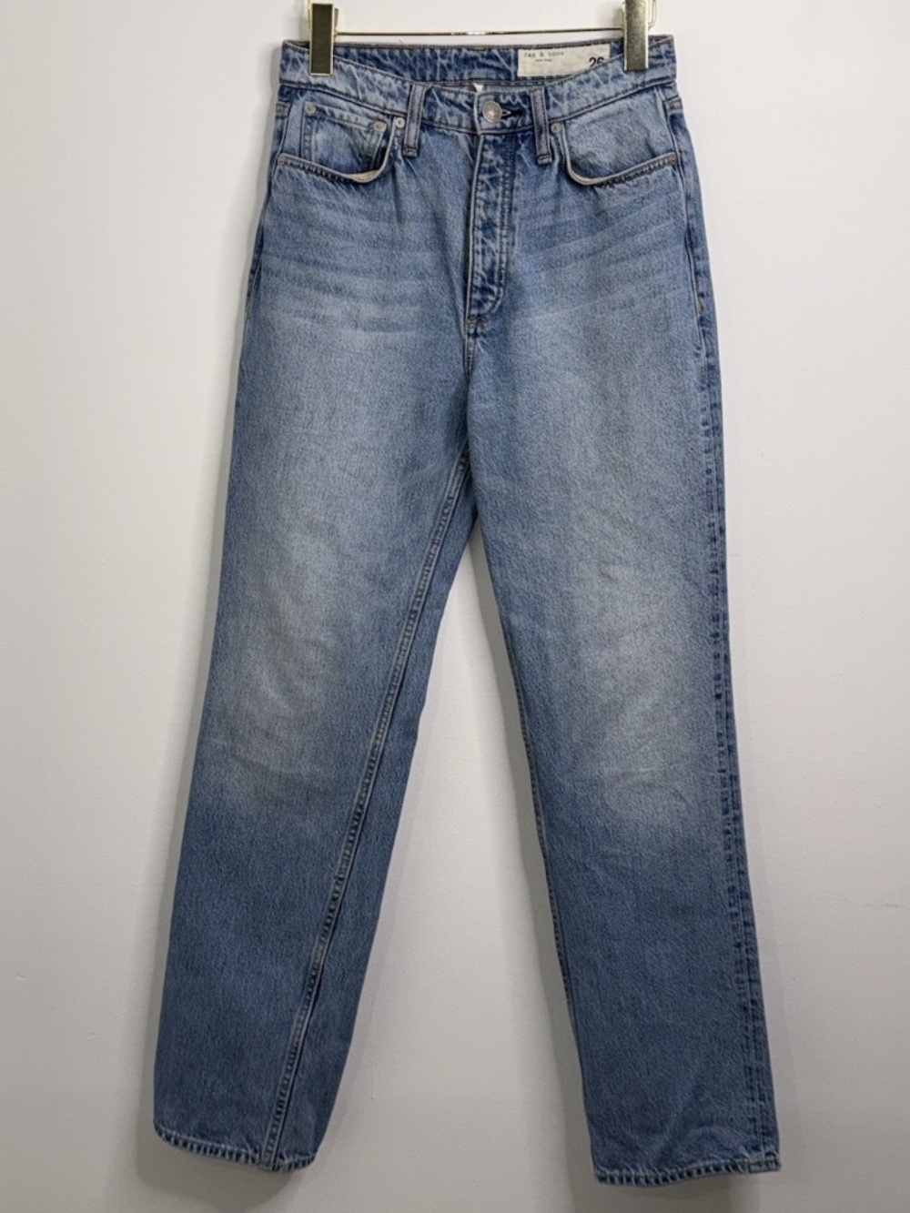 Rag & Bone Alex High Rise Straight 100% Cotton Denim Jeans Lucy Wash Sz 26 90's